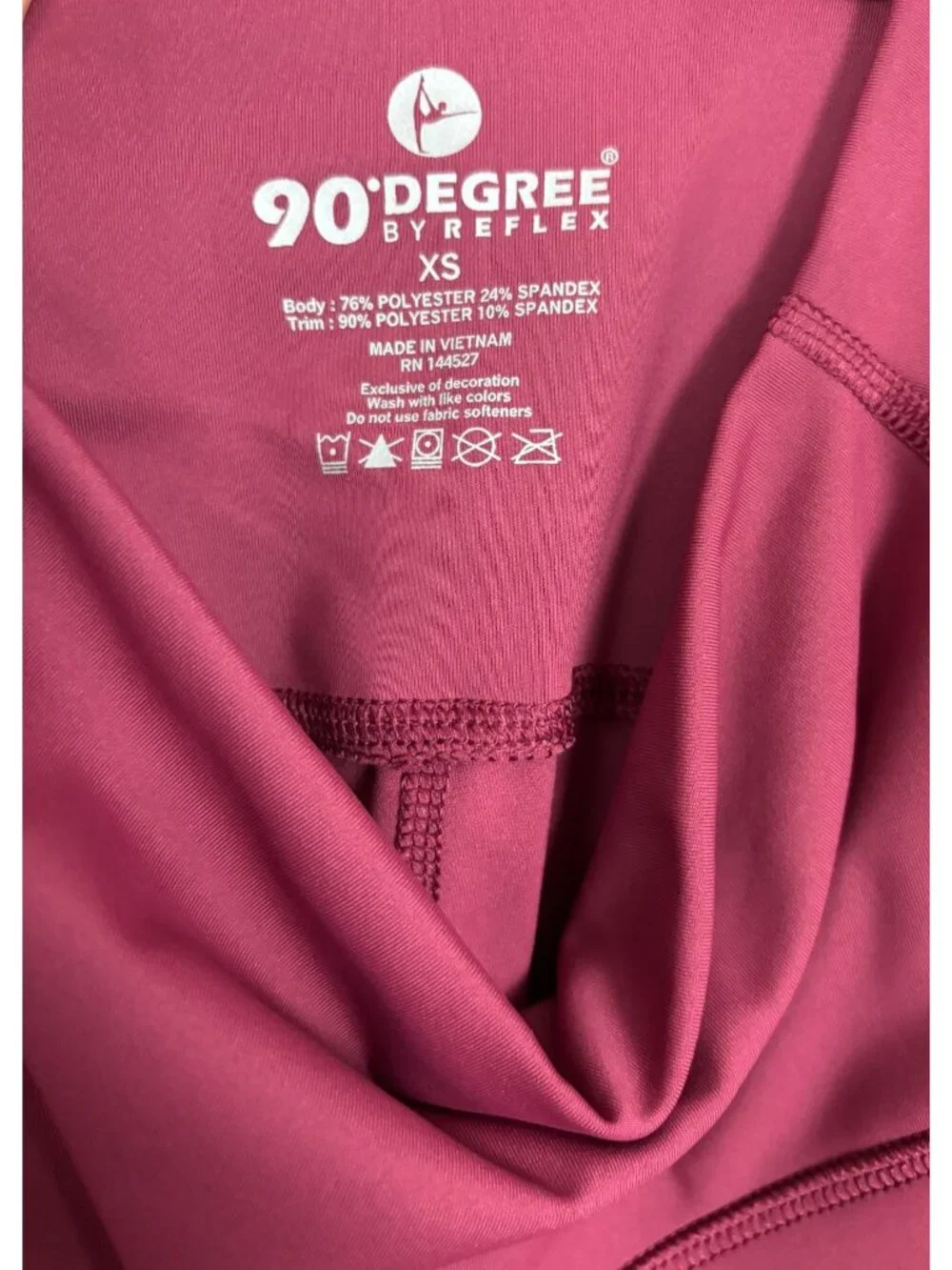 90 Degree by Reflex High Waist Power Flex Tummy Control Leggings Rouge XS NWTs